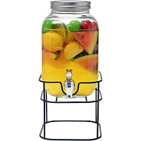 Банка емкость с краном 4 л стекло на металл подставке 16х16х36,5 см