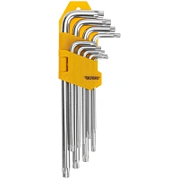 Набор ключей имбус.Tamper-Torx KRANZ 9шт ТТ10-50 закал. удл ник. KR-12-5221