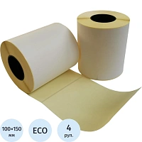 Термоэтикетки 100х150 мм ЭКО 40 мм диаметр втулки (4 рулона по 300 этикеток)