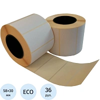 Термоэтикетки 58х30 мм ЭКО 40 мм диаметр втулки (36 рулонов по 900 этикеток)