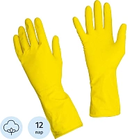 Перчатки латексные LotusLux особопроч.с хлопк.напылен желт.55гр рS 12пар/уп