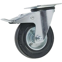 Колесо для тележки поворот усиленное резина SRCB 55 125мм с тормоз 1027196