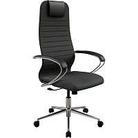 Кресло офисное МЕТТА "SU-B-10" хром, ткань-сетка, сиденье и спинка мягкие, черное