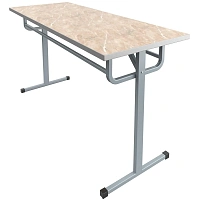 Стол MET_обеденный 6-ти местный под табурет мрамор беж/серый НОВ