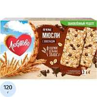Печенье Любятово злаковое мюсли с шоколадом, 120г