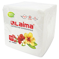 Салфетки бумажные 100 штук, 24х24 см, LAIMA, белые, 100% целлюлоза, 126907 фото Салфетки бумажные 100 штук, 24х24 см, LAIMA, белые, 100% целлюлоза, 126907