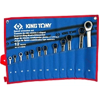 Набор ключей комбинированных трещот, 8-24мм, 12 пр. KING TONY 12112MRN