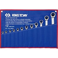 Набор ключей комбинированных трещот, 8-24мм, 12 пр. KING TONY 122A12MRN