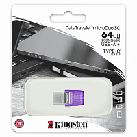 Флеш-диск 64 GB KINGSTON DataTraveler microDuo 3C, разъем USB 3.2, Type-C, фиолетовый, DTDUO3CG3/64GB фото Флеш-диск 64 GB KINGSTON DataTraveler microDuo 3C, разъем USB 3.2, Type-C, фиолетовый, DTDUO3CG3/64GB