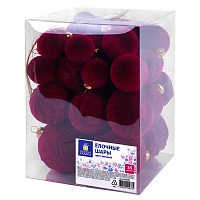 Шары елочные НАБОР 35 предметов, "Гранат", пластик, софт-тач, винный, ЗОЛОТАЯ СКАЗКА, 592587