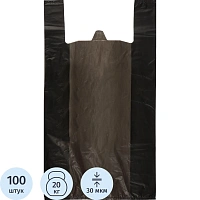 Пакет-майка ПНД 40+18x70 см, черный, усиленный, 30 мкм, 100 шт./уп.