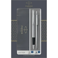 Набор Parker Jotter Stainless Steel CT, ручки шар.+пер-я,1мм,синий, 2093258