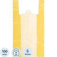 Пакет-майка ПНД, 30+14x57 см, желтый, 18 мкм, 100 шт/уп