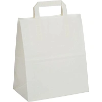 Пакет бумажный 320х200х370 мм, 80 гр/м2,с плоскими ручками, белый 200 шт/уп