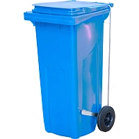 Контейнер-бак мусорный 120л с педальным приводом Г-образ синий_09204