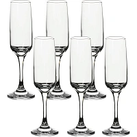 Бокал для шампанского на ножке узкий, 200 мл, КОМПЛЕКТ 6 штук, стекло, PASABAHCE "ИЗАБЕЛЛА", фирменная подарочная упаковка, 440270