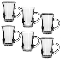 Кружка для чая с ручкой, 145 мл, КОМПЛЕКТ 6 штук, стекло, PASABAHCE "ЧАЙ И КОФЕ", фирменная подарочная упаковка, 55411