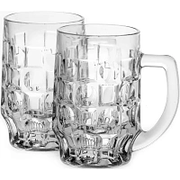 Кружка для пива с ручкой, 500 мл, КОМПЛЕКТ 2 штуки, фактурное стекло, PASABAHCE "ПАБ", фирменная подарочная упаковка, 55289