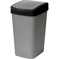 Ведро мусорное пластик с подв.крышкой Tandem 10л (сер.металлик/черн)_841058