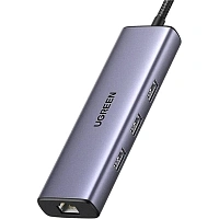 Разветвитель USB UGREEN CM512 (15598) USB-C To 3xUSB3.0+HDMI+RJ45+PD серый
