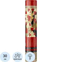 Хлопушка пневматическая 30см конфетти-сердца из фольги красный CM001