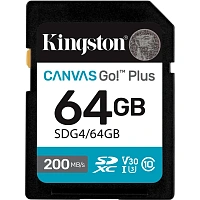 Карта памяти SDXC Kingston Canvas Go Plus G4 64G, G4 200R V30 SDG4/64GB