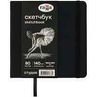 Скетчбук 80л., 150*150 Гамма "Студия", черный, твердая обложка, на резинке, черная, 140г/м2 фото Скетчбук 80л., 150*150 Гамма "Студия", черный, твердая обложка, на резинке, черная, 140г/м2