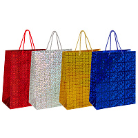 Пакет подарочный 26x13x32 см (L), НАБОР 4 шт., 4 дизайна, голография, ЗОЛОТАЯ СКАЗКА, 609734 фото Пакет подарочный 26x13x32 см (L), НАБОР 4 шт., 4 дизайна, голография, ЗОЛОТАЯ СКАЗКА, 609734