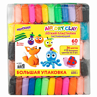 Пластилин супер легкий воздушный 60 штук (36 цветов + 12х2 базовых), 600 г, 3 стека, ЮНЛАНДИЯ, 106981 фото Пластилин супер легкий воздушный 60 штук (36 цветов + 12х2 базовых), 600 г, 3 стека, ЮНЛАНДИЯ, 106981