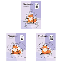 Набор деревянных значков MESHU "Kawaii fox", каширование, 3шт. фото Набор деревянных значков MESHU "Kawaii fox", каширование, 3шт.