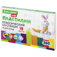 Пластилин классический BRAUBERG KIDS, 18 цветов, 360 г, со стеком, 106510 фото Пластилин классический BRAUBERG KIDS, 18 цветов, 360 г, со стеком, 106510