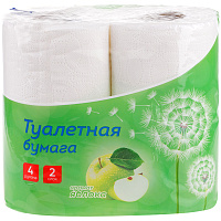 Бумага туалетная OfficeClean 2-слойная, 4шт., тиснение, белая, яблоко фото Бумага туалетная OfficeClean 2-слойная, 4шт., тиснение, белая, яблоко