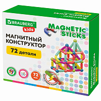 Магнитный конструктор MAGNETIC STICKS, 72 магнитные детали, BRAUBERG KIDS, 665722 фото Магнитный конструктор MAGNETIC STICKS, 72 магнитные детали, BRAUBERG KIDS, 665722