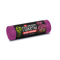 Мешки для мусора особо прочные 120 л, фиолетовые, в рулоне 10 шт., ПНД, 100х67 см, 12 мкм, GRIFON, 101-553