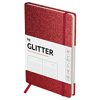 Ежедневник недатированный, А6, 136л., твердый переплет, диз. картон, BG "Glitter. Red", красный, на резинке, карман фото Ежедневник недатированный, А6, 136л., твердый переплет, диз. картон, BG "Glitter. Red", красный, на резинке, карман