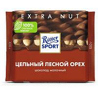 Шоколад Ritter Sport молочный с цельным лесным орехом 100 г фото Шоколад Ritter Sport молочный с цельным лесным орехом 100 г