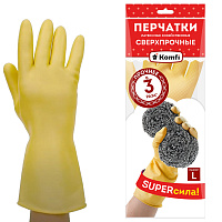 Перчатки МНОГОРАЗОВЫЕ латексные SUPER СИЛА СВЕРХПРОЧНЫЕ, бежевые, размер L (большой), вес 98 г, Komfi, ADM, 20074 фото Перчатки МНОГОРАЗОВЫЕ латексные SUPER СИЛА СВЕРХПРОЧНЫЕ, бежевые, размер L (большой), вес 98 г, Komfi, ADM, 20074
