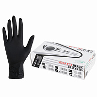 Перчатки нитриловые сверхпрочные с текстурой SFM MEGA TEX BLACK 25 пар (50 штук), XL (очень большой) фото Перчатки нитриловые сверхпрочные с текстурой SFM MEGA TEX BLACK 25 пар (50 штук), XL (очень большой)