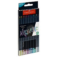 Карандаши цветные Faber-Castell "Black Edition", 12цв., металлик, трехгран., черное дерево, заточен., картон. фото Карандаши цветные Faber-Castell "Black Edition", 12цв., металлик, трехгран., черное дерево, заточен., картон.