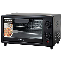 Мини-печь электрическая SONNEN EO-1001, 800 Вт, 10 л, таймер, нагрев до 230 °C, черная, 458308