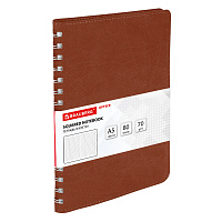 Тетрадь А5 (148x218 мм), BRAUBERG "Office PRO", гибкая, под кожу, гребень, 80 л., коричневая, 111044 фото Тетрадь А5 (148x218 мм), BRAUBERG "Office PRO", гибкая, под кожу, гребень, 80 л., коричневая, 111044
