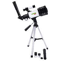 Телескоп рефрактор астрономический настольный, увеличение 150х, объектив 70 мм, фокус 300 мм, видоискатель, BRAUBERG KIDS 70300, 391397