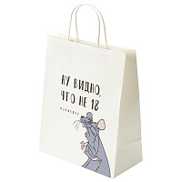 Пакет подарочный (1 штука) 26х13х32 см (L) "Крыска", крафт, ЗОЛОТАЯ СКАЗКА, 700849
