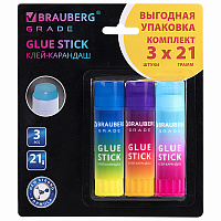 Клей-карандаш 21 г, ВЫГОДНАЯ УПАКОВКА, BRAUBERG "Grade", 3 штуки на блистере, PVP-основа, 271248 фото Клей-карандаш 21 г, ВЫГОДНАЯ УПАКОВКА, BRAUBERG "Grade", 3 штуки на блистере, PVP-основа, 271248