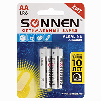 Батарейки КОМПЛЕКТ 2 шт., SONNEN Alkaline, АА (LR6, 15А), алкалиновые, пальчиковые, блистер, 451084 фото Батарейки КОМПЛЕКТ 2 шт., SONNEN Alkaline, АА (LR6, 15А), алкалиновые, пальчиковые, блистер, 451084
