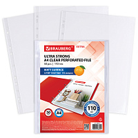Папки-файлы перфорированные А4 BRAUBERG "EXTRA 1100", КОМПЛЕКТ 50 шт., матовые, ПЛОТНЫЕ, 110 мкм, 229673 фото Папки-файлы перфорированные А4 BRAUBERG "EXTRA 1100", КОМПЛЕКТ 50 шт., матовые, ПЛОТНЫЕ, 110 мкм, 229673