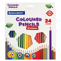Карандаши цветные BRAUBERG PREMIUM, 24 цвета, шестигранные, грифель 3,3 мм, натуральное дерево, 181658 фото Карандаши цветные BRAUBERG PREMIUM, 24 цвета, шестигранные, грифель 3,3 мм, натуральное дерево, 181658