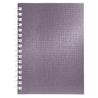 Блокнот МАЛЫЙ ФОРМАТ А6, 80 л., гребень, бумвинил "METALLIC", клетка, HATBER, коричневый, 086312, 80ЗК6бвВ1гр