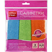 Салфетки для уборки OfficeClean "Стандарт", набор 3шт., микрофибра, 30*30см, европодвес фото Салфетки для уборки OfficeClean "Стандарт", набор 3шт., микрофибра, 30*30см, европодвес