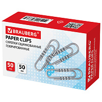 Скрепки большие 50 мм, BRAUBERG, оцинкованные, гофрированные, 50 шт., в картонной коробке, 270446 фото Скрепки большие 50 мм, BRAUBERG, оцинкованные, гофрированные, 50 шт., в картонной коробке, 270446